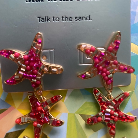 SUGARFIX BaubleBar 'Star of the Show' Earrings Starfish Seastars Fish Beaded NWT - Picture 6 of 10